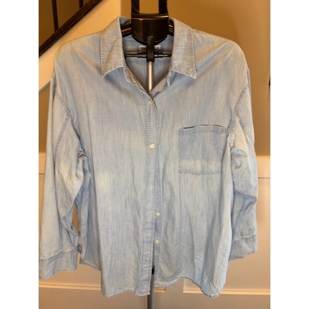 Sonoma Goods For Life Womens XL Light Wash Chambray Cotton Button Down Shirt